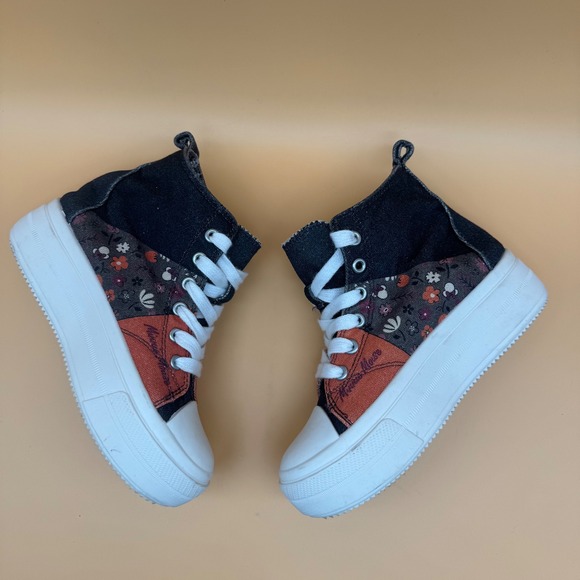 Disney Minnie Mouse High Top Canvas Sneakers Kids Size 2 Cute Cartoon Shoes - Picture 4 of 8